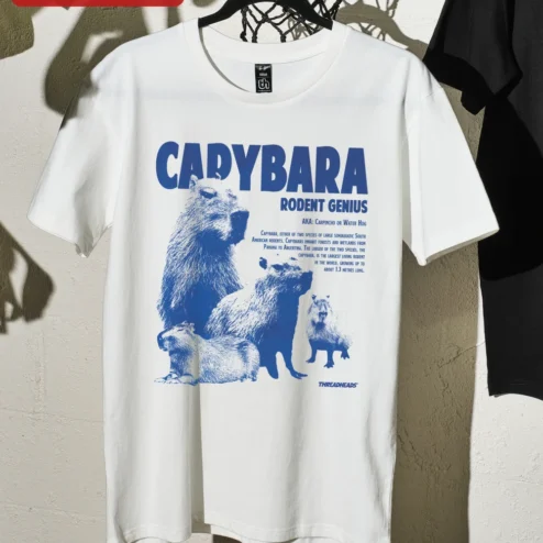 Capybara Rodent Genius Tee Funny Largest Living Rodent Graphic Shirt for Animal Lovers