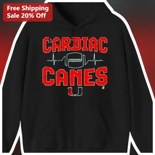 Cardiac Canes Hoodie Funny Football Pun Distressed Vintage Sports Gift