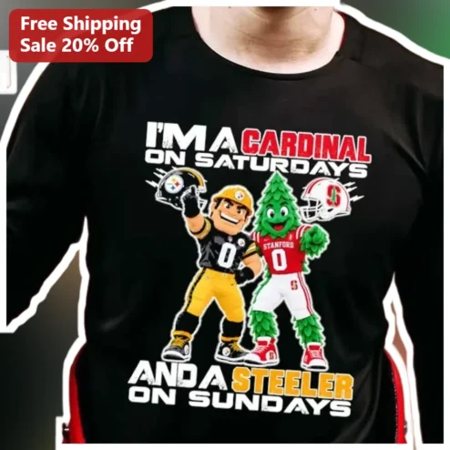 Cardinal Steelers Fan Tee I'm A Cardinal On Saturdays And A Steeler On Sundays Funny NFL College Football Shirt