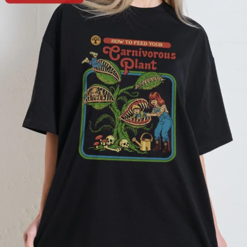 Carnivorous Plant Tee How To Feed Your Venus Flytrap Vintage Horror Graphic Shirt Gift for Gardeners