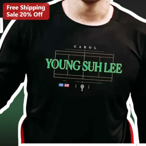 Carol Young Suh Lee Long Sleeve Tee Tennis Court Graphic Apparel