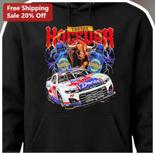 Carson Hocevar Hoodie #77 NASCAR Driver Fan Merch Black Pullover Apparel