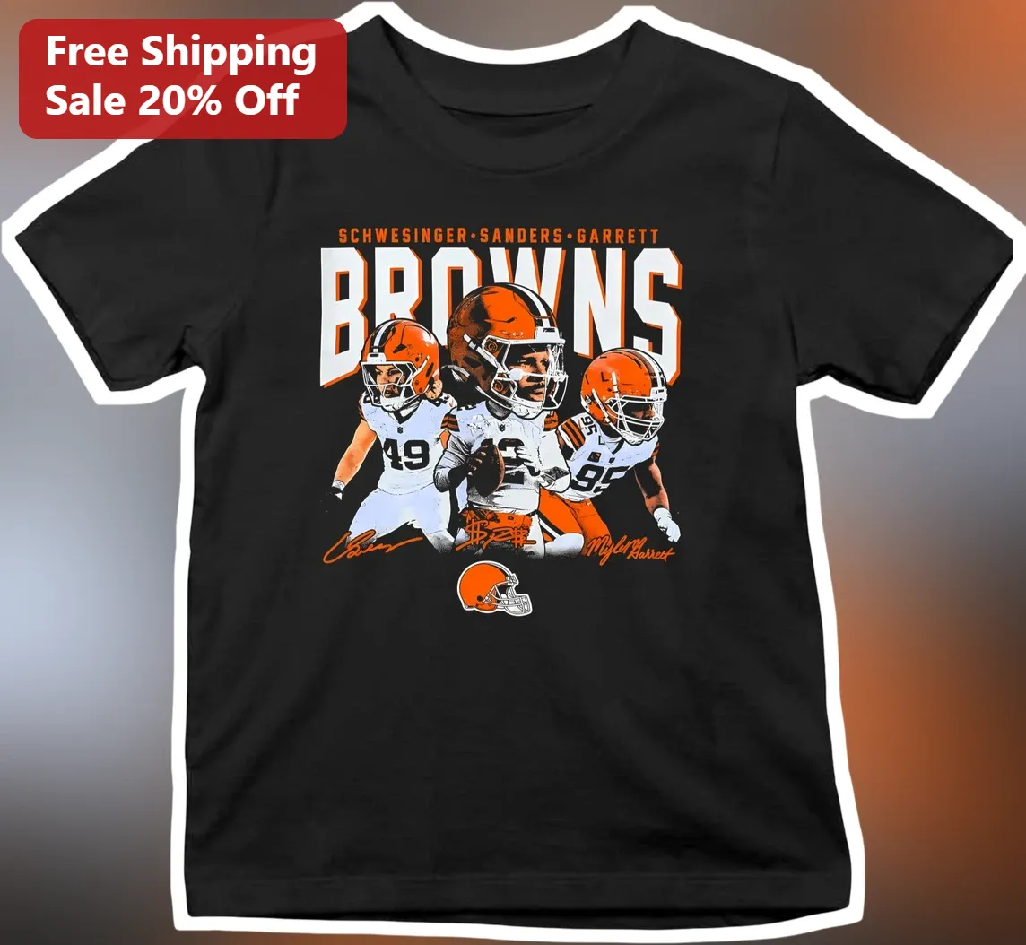 Carson Schwesinger Cleveland Browns Myles Garrett Shedeur Sanders Graphic Tee NFL Fan Apparel