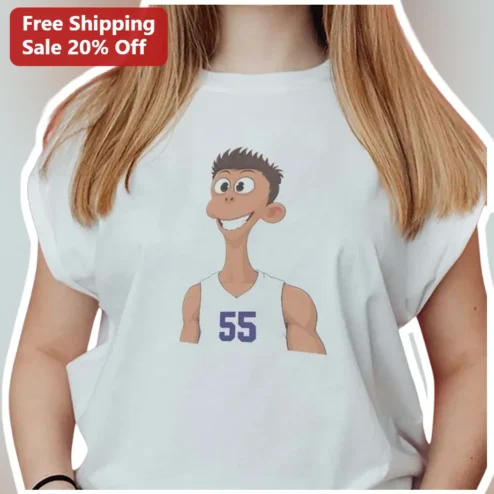 Cartoon Basketball Player Tee Funny Sports Graphic Shirt for Men Kids Boys