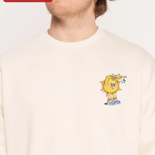 Cartoon Sun Character Sweatshirt Cute Yellow Smiley Crewneck for Women Men Kids Cozy Fall Gift