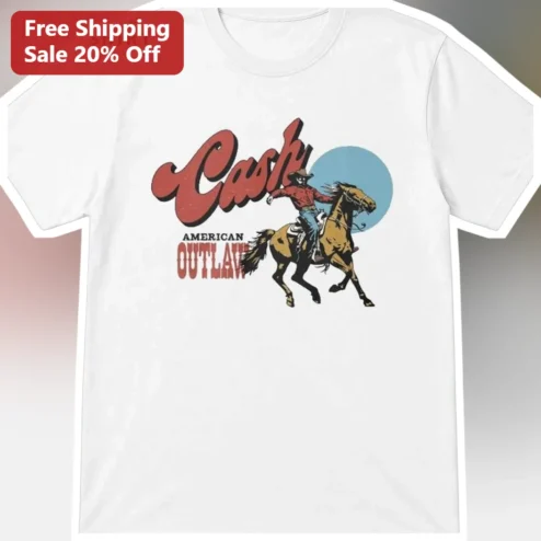 Cash American Outlaw Tee Johnny Cash Vintage Western Country Music Graphic T-Shirt