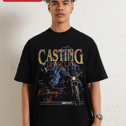 Casting Spells Raising Hell Witch Motorcycle Graphic Tee
