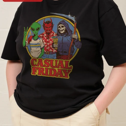 Casual Friday Alien Devil Reaper Graphic Tee Funny Office Workwear Shirt