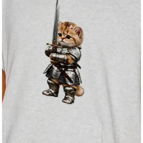 Cat Knight Armor Sword Graphic Tee Cute Medieval Fantasy Warrior Cat Shirt for D&D Gamers and Cat Lovers