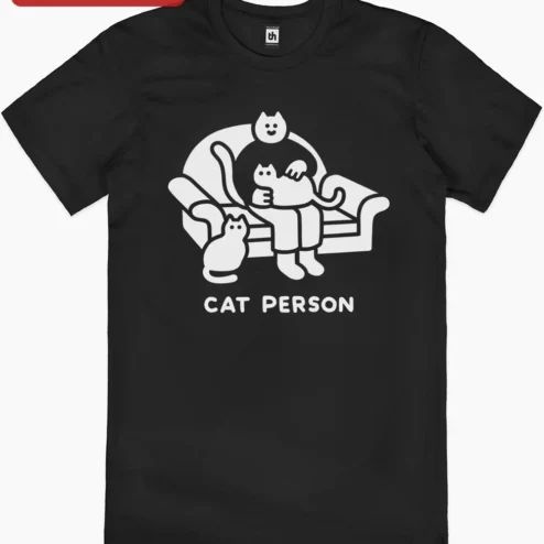 Cat Person Tee Funny Introvert Cat Lover Gift Graphic T-Shirt for Men Women Unisex on a hanger, ready to ship from Chicago, Illinois