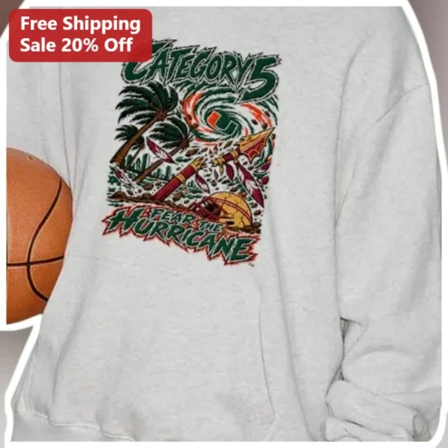 Category 5 Fear The Hurricane Miami Hurricanes Vintage Sweatshirt