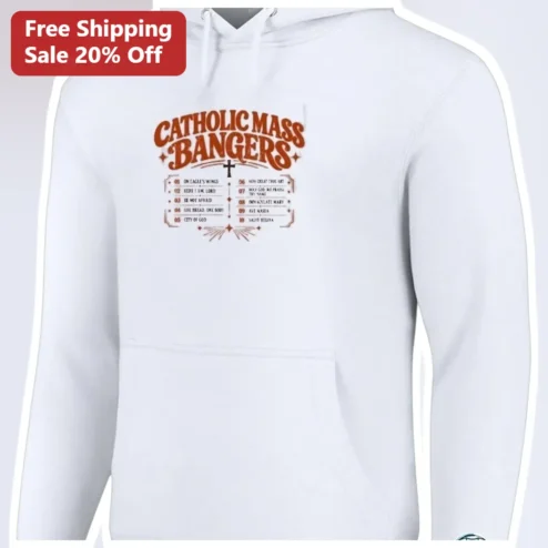 Catholic Mass Bangers Hoodie Retro Vintage Hymn Playlist Graphic Unisex Religious Apparel Gift