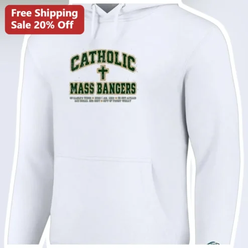 Catholic Mass Bangers Hoodie Vintage Collegiate Cross Design Christian Apparel Gift