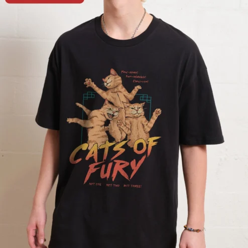 Cats of Fury Paw-some Fun-midable Claw-ven Tee