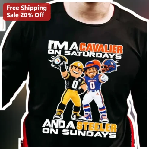 Cavalier King Charles Spaniel Steelers Fan Tee I'm A Cavalier On Saturdays And A Steeler On Sundays Gift