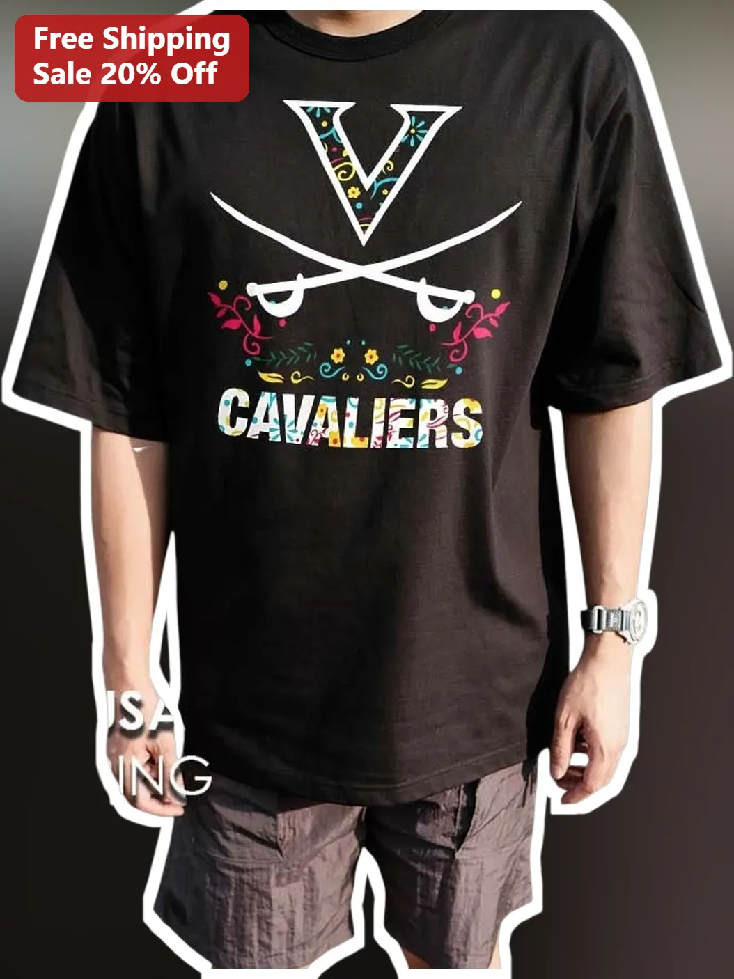 Cavaliers Floral Sword Vintage Graphic Tee for Men Women Game Day Gift