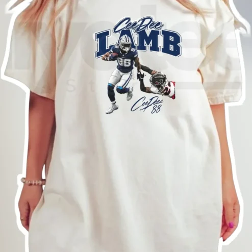 CeeDee Lamb Graphic Tee Dallas Cowboys NFL Fan Shirt Vintage Style