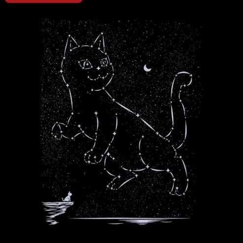 Celestial Cat Constellation Poster Whimsical Star Map Art Wall Decor Gift for Cat Lovers Astronomy Enthusiasts