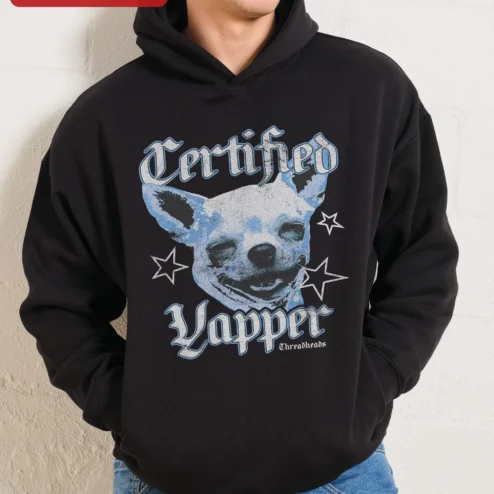 Certified Yapper Chihuahua Hoodie Funny Dog Lover Gift Vintage Distressed Pullover