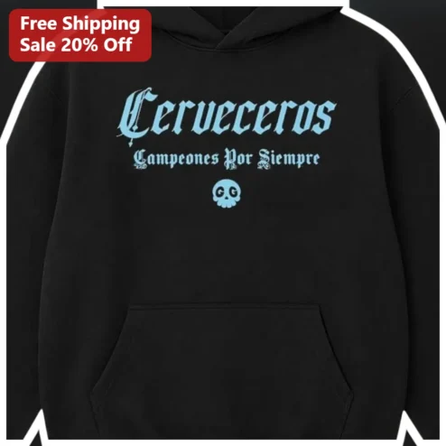 Cerveros Campeones Por Siempre Hoodie Black Gothic Graphic Pullover Streetwear Fan Gear