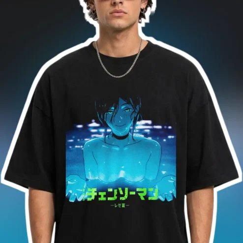 Chainsaw Man Reze Arc Graphic Tee Anime Streetwear Cotton Shirt