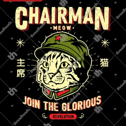 Chairman Meow Join The Glorious Revolution Tee Funny Cat Meme Shirt Gift For Cat Lovers on a hanger, ready to ship from Chicago, Illinois