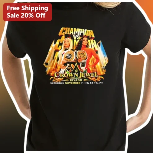 Champion vs Champion Crown Jewel Riyadh Rhea Ripley Bianca Belair WWE Fan Tee