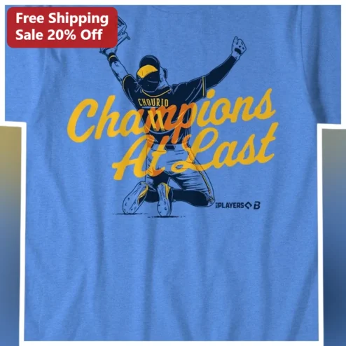 Champions At Last Tee Baseball Victory Celebration Shirt for Men