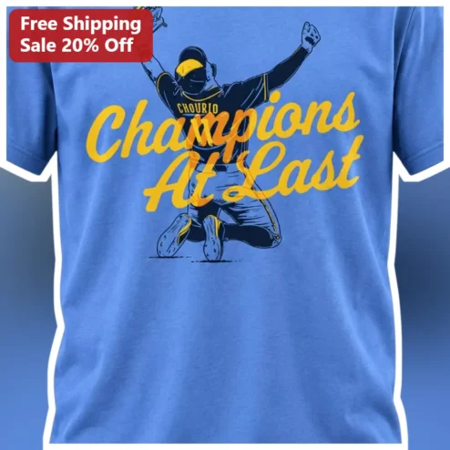 Champions At Last Tee Vintage Baseball Victory Celebration Shirt for Men Women Unisex