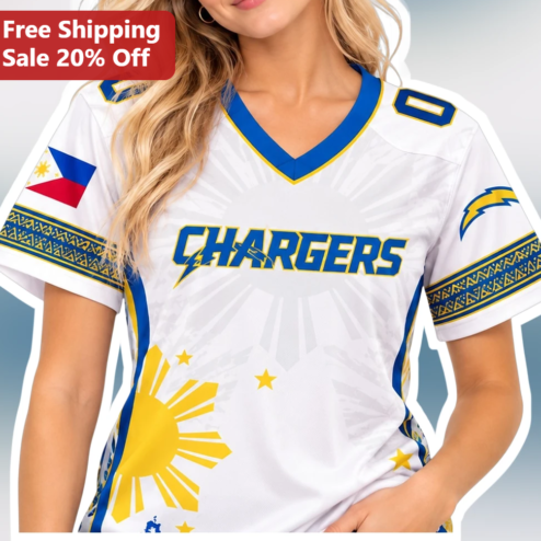 Chargers Jersey Los Angeles Chargers Filipino Heritage Design White Football Fan Gear