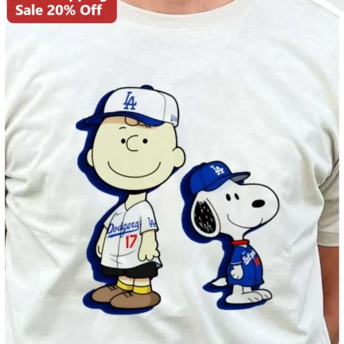 Charlie Brown Snoopy LA Dodgers Baseball Graphic Tee