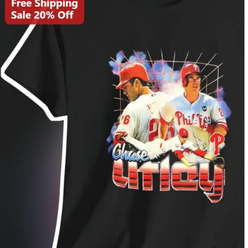 Chase Utley Phillies Wall of Fame Baseball Fan Tee