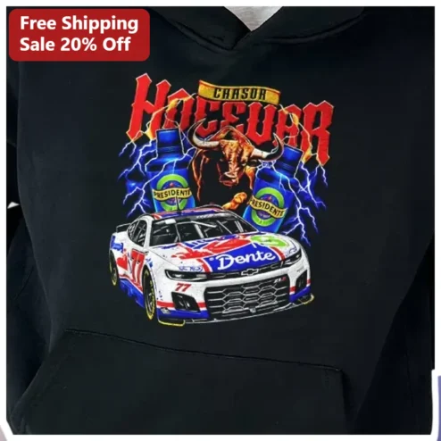 Chasor Hoceuar Race Car Bull Graphic Hoodie Black Pullover available at our Chicago, Illinois warehouse
