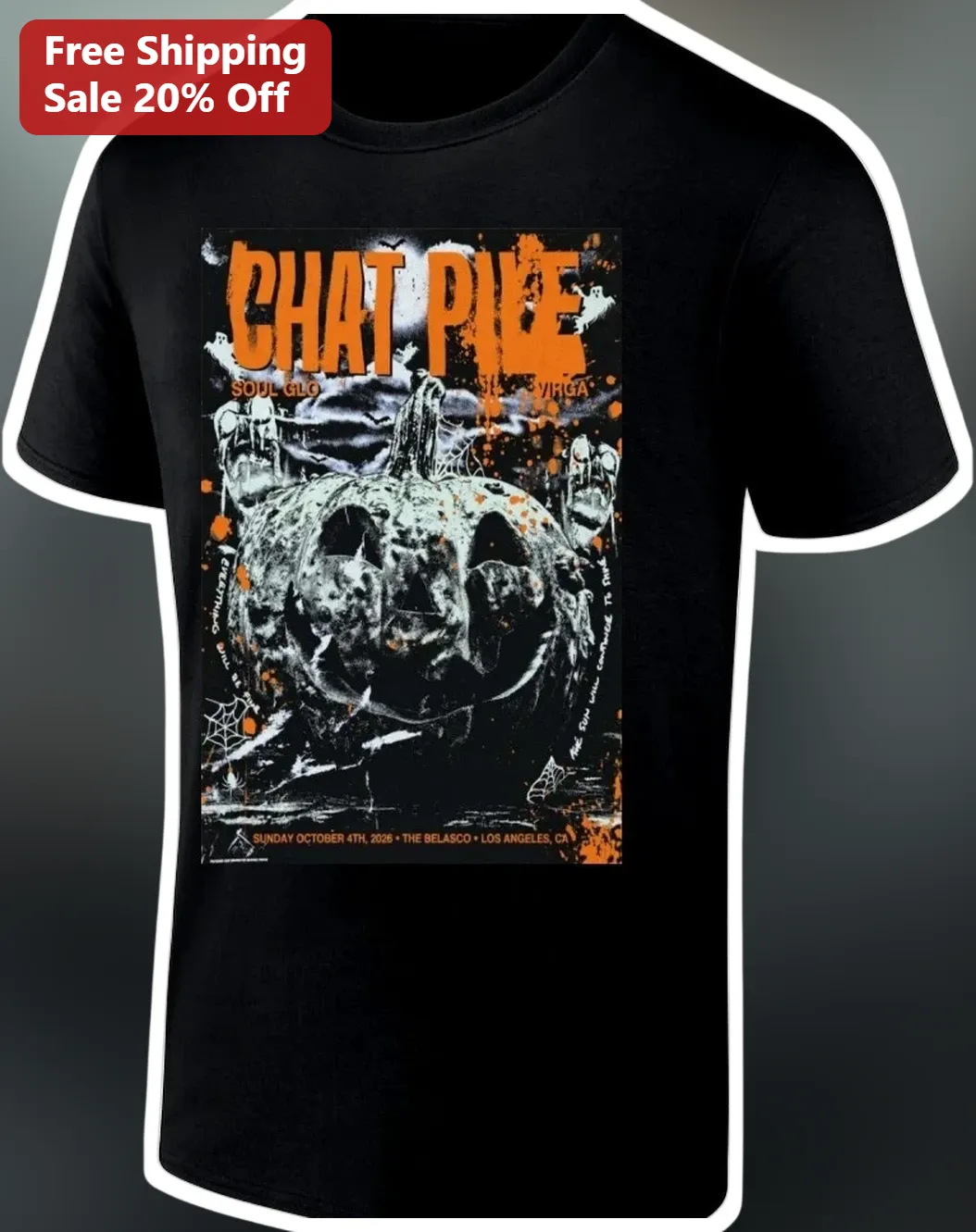 Chat Pile Soul Glo Virga Tour Graphic Tee Halloween Horror Noise Rock Merch