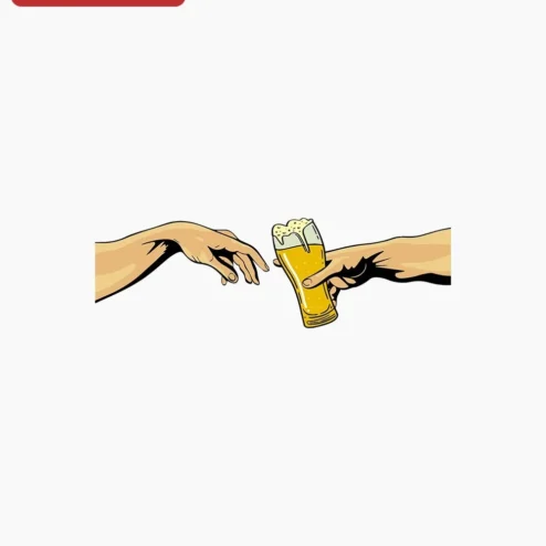 Cheers Beer Hands Illustration Art Print Vintage Toast Clinking Glasses Wall Decor for Pub Bar Home on a hanger, ready to ship from Chicago, Illinois