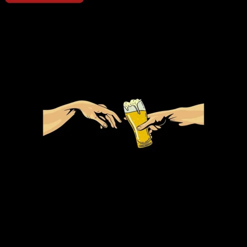 Customer in Chicago, Illinois wearing Cheers Beer Hands Illustration Art Print Vintage Toast Clinking Glasses Wall Decor for Pub Bar Home