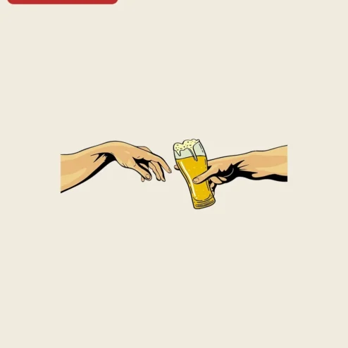 Cheers Beer Hands Illustration Art Print Vintage Toast Clinking Glasses Wall Decor for Pub Bar Home