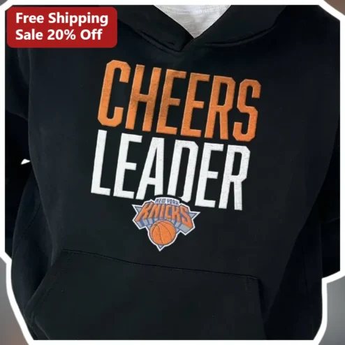 Cheers Leader NY Knicks Logo Hoodie Black Basketball Fan Apparel Gift
