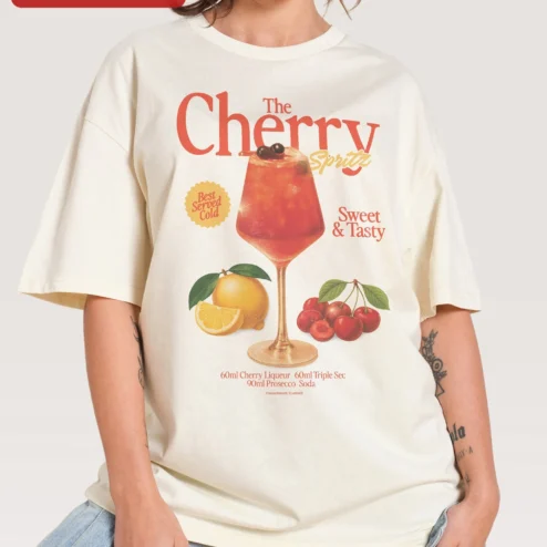 Cherry Spritz Cocktail Recipe Tee The Cherry Spritz Graphic Shirt for Bartenders and Cocktail Lovers