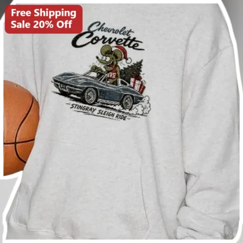 Chevrolet Corvette Stingray Sleigh Ride Sweatshirt Funny Christmas Mouse Gift for Car Enthusiasts