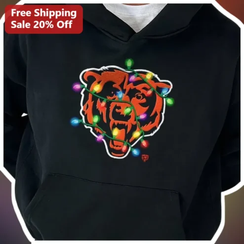 Chicago Bears Christmas Lights Pullover Hoodie NFL Fan Holiday Gift