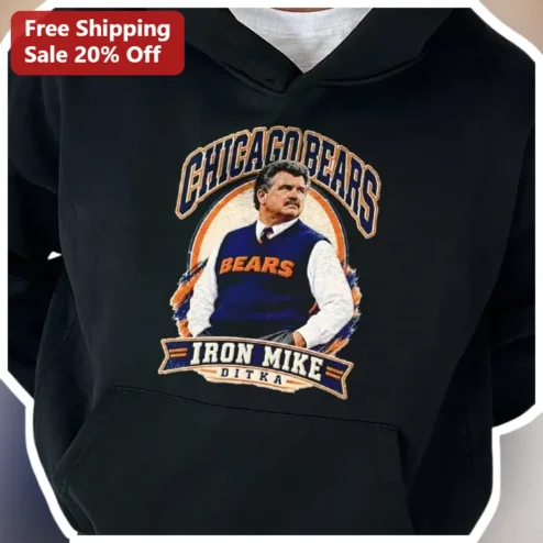 Chicago Bears Iron Mike Ditka Vintage Hoodie NFL Fan Apparel