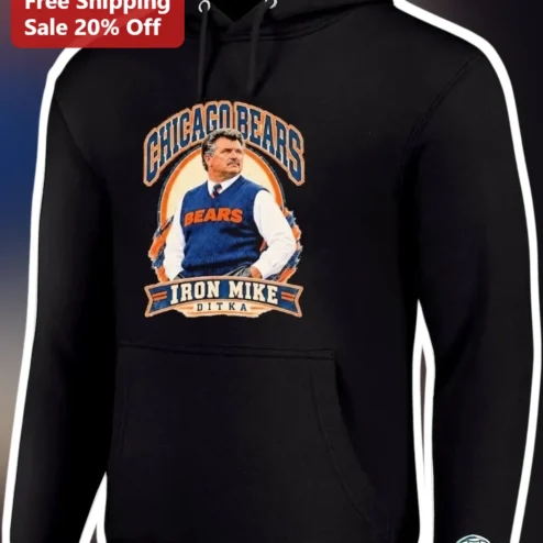 Chicago Bears Iron Mike Ditka Vintage Legend Pullover Hoodie for Men NFL Fan Gear