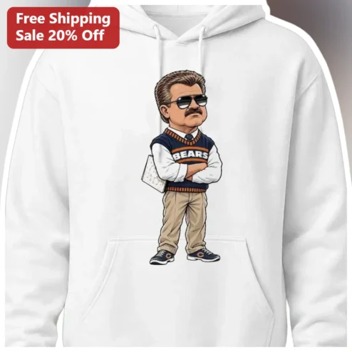 Chicago Bears Mike Ditka Cartoon Hoodie NFL Football Coach Graphic Apparel