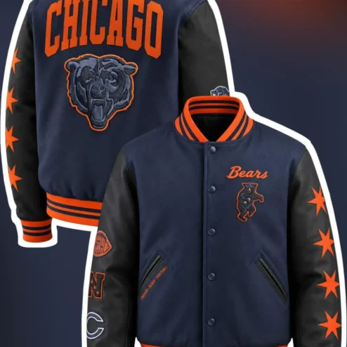 Chicago Bears Varsity Jacket NFL Fan Gear Retro Collegiate Style
