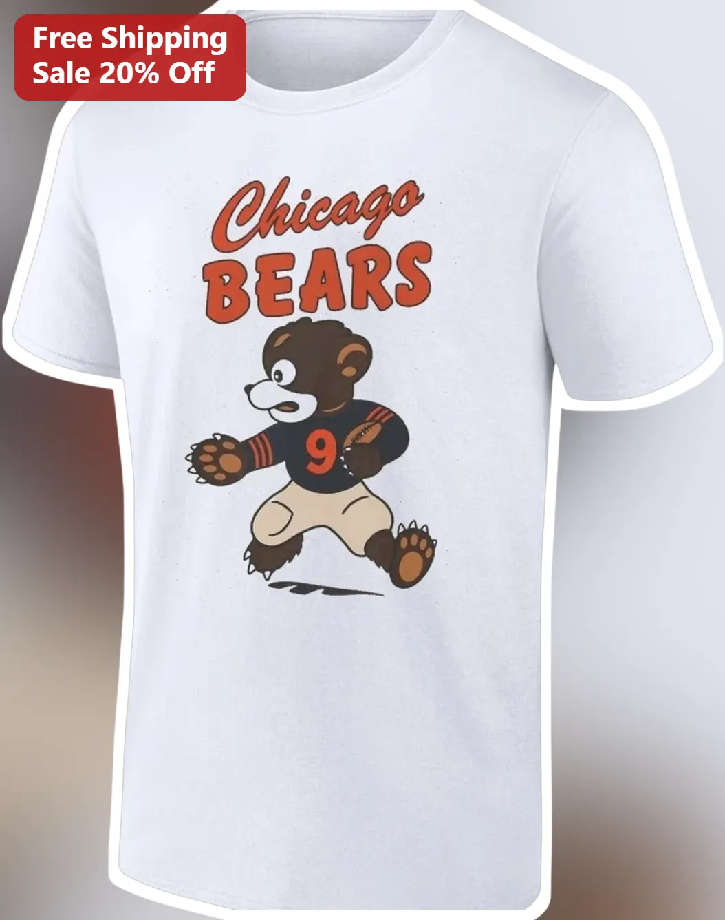 Chicago Bears Vintage Retro Cartoon Bear Mascot Football Graphic Tee