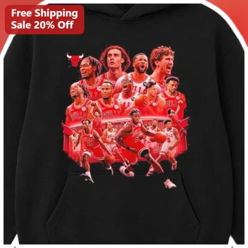 Chicago Bulls Hoodie Retro Vintage Basketball Team Sweatshirt Black Pullover