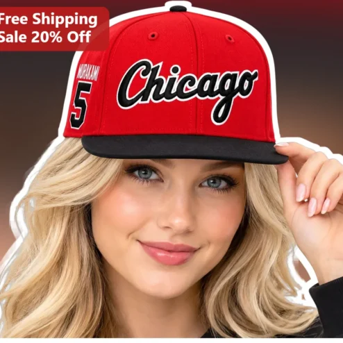 Chicago Hat Vintage Red Snapback Personalized Name Number Baseball Cap Gift for Men Women