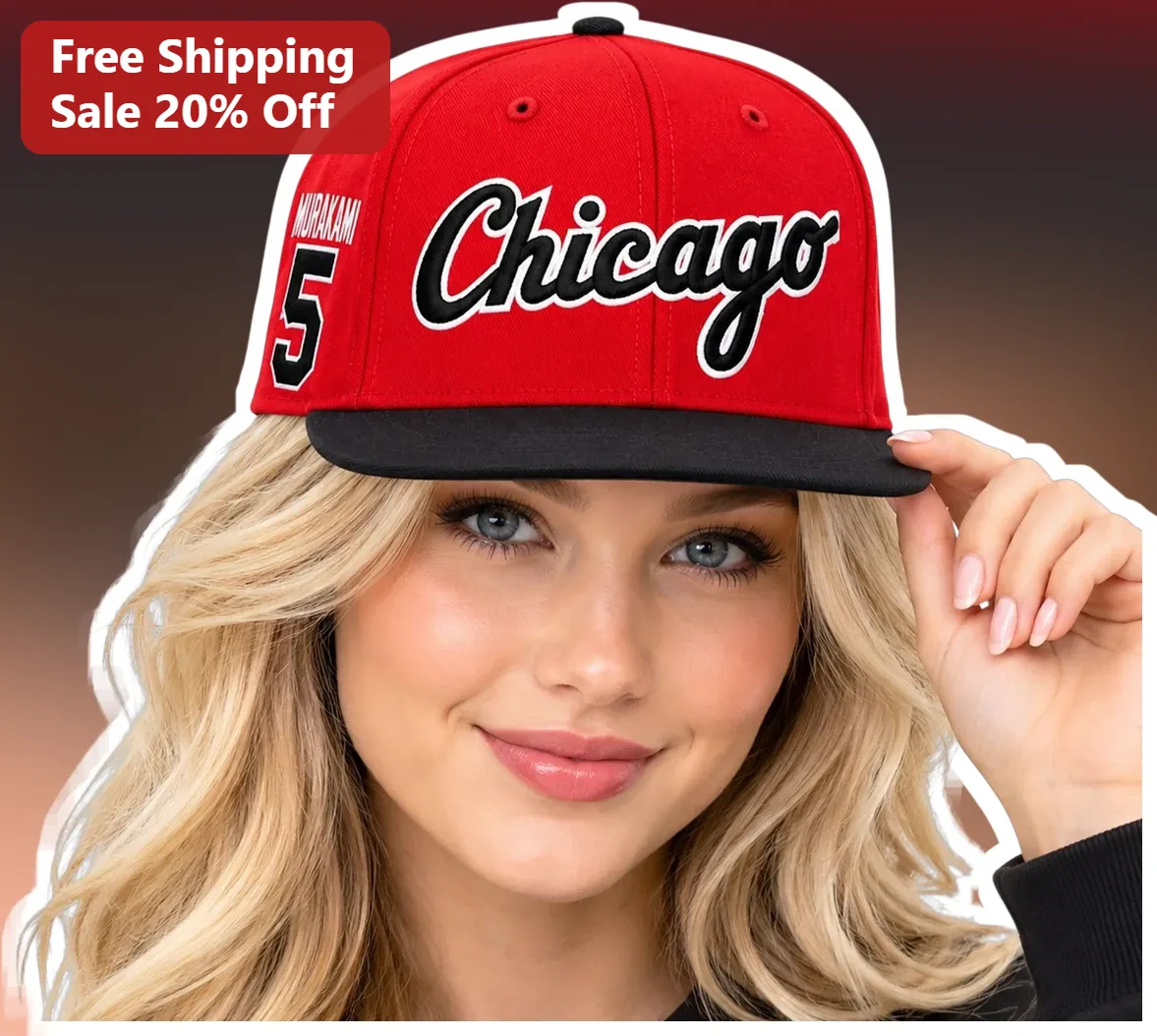 Chicago Hat Vintage Red Snapback Personalized Name Number Baseball Cap Gift for Men Women
