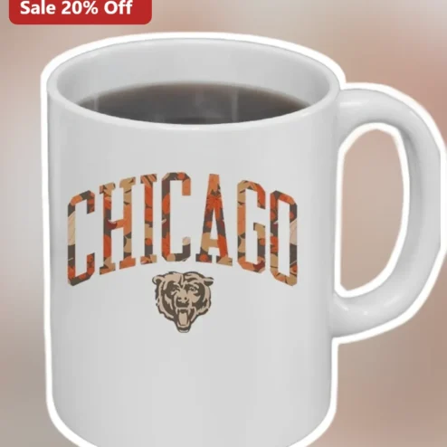 Chicago Mug Vintage Collegiate Bear Logo Autumn Leaf Ceramic Coffee Cup Fall Sports Fan Gift
